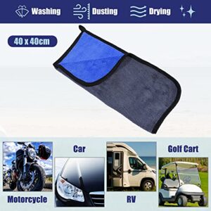 X AUTOHAUX Microfibre Car Drying Towel 40 x 40cm Extra Large Car Cleaning Detailing Absorbent Colossal Car Drying Cloth 600 GSM Highly Absorbent Grey Blue 1pcs