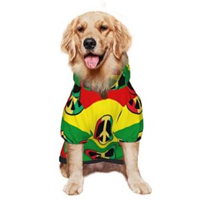 large dog hoodie rasta-peace-sign pet clothes sweater with hat soft cat outfit coat small