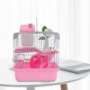 Balacoo Dwarf Hamster Cages Wheel, Animal Cages Dish- Hedgehog Critter Freely Ramps Gerbil Food Castle Double Cage- Luxury Connecting Transparent Mice Nest Large Centre Ladder Chinchilla