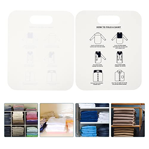 VICASKY Laundry Folder 2Pcs Shirt Folding Board Cardboard Clothes Folder PP Simple Laundry Folding Helper Tool Board T Shirts Dress Shirts（White） Laundry Organization