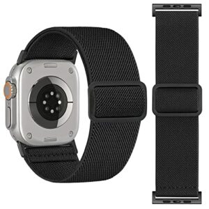 30mm wide stretchy nylon compatible with apple watch ultra band 49mm 44mm 45mm 42mm, adjustable sport soft elastic for apple watch band men boys, wristband for iwatch se 8 7 6 5 4 3 (black)