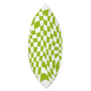 Retro Trippy Funky Checker Groovy 70s Hippie Co. Checkered Wavy Swirl Checkerboard Indie Aesthetic Lime Green Throw Pillow, 16x16, Multicolor