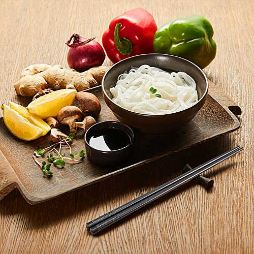 5 Pairs Reusable Chopsticks Dishwasher Safe,9.5 Inch Fiberglass Chopsticks Set, Japanese Chinese Korean Chopsticks for Food, Non-Slip, Easy to Use (Black Chopsticks) (D)