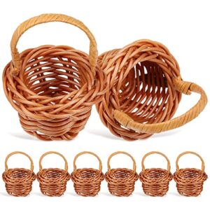 wicker basket 8pcs mini woven baskets miniature picnic baskets with handles farmhouse small basket wedding candy gift baskets tiny hamper baskets for wedding xmas tree ornaments woven basket