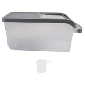 zudoo kitchen food container 10kg food grade pp rice storage box sliding lid with measuring cup for home use (grey)