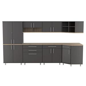 7-piece garage cabinet set grey wood adjustable shelving locking