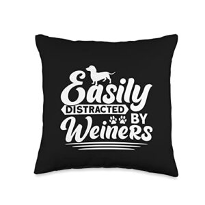 funny easily distracted by weiners apparel easily distracted by weiners throw pillow, 16x16, multicolor