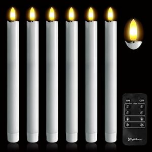 arora remote control flameless taper candles, s/6 3d flickering battery operated led window candles encased with real wax to light up your home