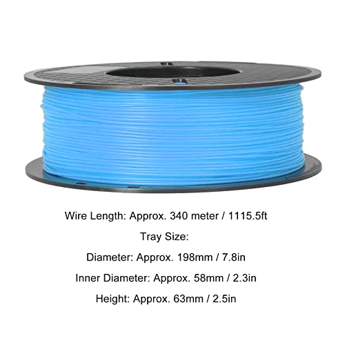 1.75mm PLA Print Filament, Smokeless Strong Toughness Low Shrinkage Consumables High Accuracy 1kg Spool 3D Printer Filament for Industrial Devices(Sky Blue)