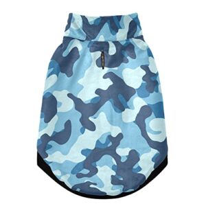 kigai blue camo dog coat fleece warm windproof pet clothes for snow cold weather, soft cozy breathable dog winter jacket for small medium large dogs with leash hole pet coat(xxs - xl)