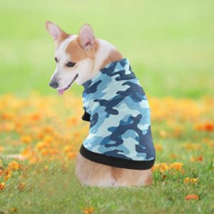 Kigai Blue Camo Dog Coat Fleece Warm Windproof Pet Clothes for Snow Cold Weather, Soft Cozy Breathable Dog Winter Jacket for Small Medium Large Dogs with Leash Hole Pet Coat(XXS - XL)