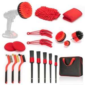 ychow-tech car detailing brush kit, 19pcs car wash kit car detailing kit interior cleaner detailing supplies exterior car accessories automotive detailing equipment auto detailing tools