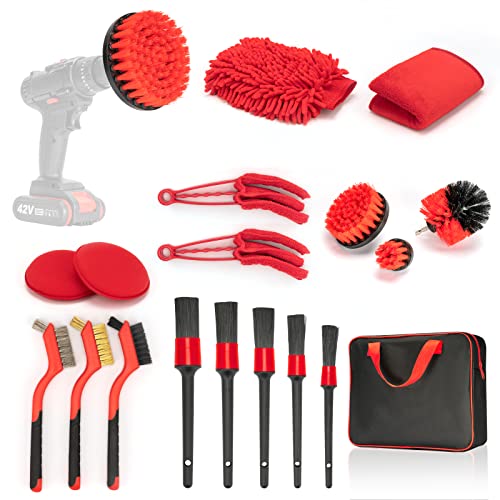 YCHOW-TECH Car Detailing Brush Kit, 19PCS Car Wash Kit Car Detailing Kit Interior Cleaner Detailing Supplies Exterior Car Accessories Automotive Detailing Equipment Auto Detailing Tools