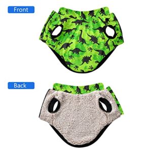 Kigai Green Dinosaurs Dog Coat Fleece Warm Windproof Pet Clothes for Snow Cold Weather, Soft Cozy Breathable Dog Winter Jacket for Small Medium Large Dogs with Leash Hole Pet Coat(XXS - XL)