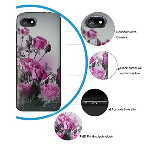 Tznzxm [2-Pack] for Orbic Joy Tempered Glass Screen Protector,Orbic Joy Case, Orbic Joy RC608L Phone Case, Rose Painting Design Flexible TPU Non-Slip Cover Rubber Slim Case for Orbic Joy RC608L