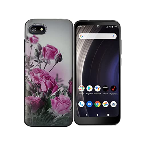 Tznzxm [2-Pack] for Orbic Joy Tempered Glass Screen Protector,Orbic Joy Case, Orbic Joy RC608L Phone Case, Rose Painting Design Flexible TPU Non-Slip Cover Rubber Slim Case for Orbic Joy RC608L