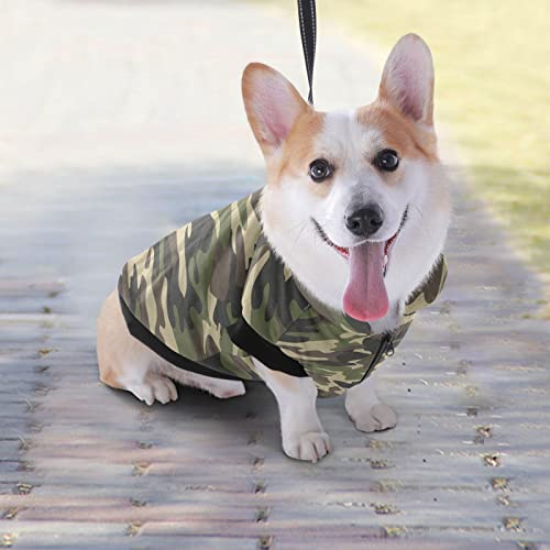 Kigai Camo Dog Coat Fleece Warm Windproof Pet Clothes for Snow Cold Weather, Soft Cozy Breathable Dog Winter Jacket for Small Medium Large Dogs with Leash Hole Pet Coat(XXS - XL)