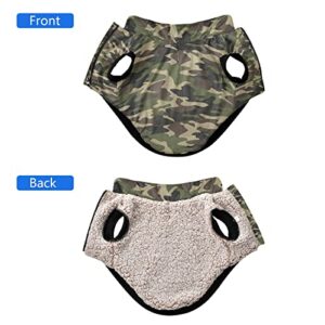 Kigai Camo Dog Coat Fleece Warm Windproof Pet Clothes for Snow Cold Weather, Soft Cozy Breathable Dog Winter Jacket for Small Medium Large Dogs with Leash Hole Pet Coat(XXS - XL)