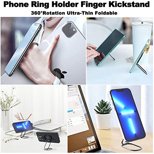 zylee Magnetic Phone Ring Holder Magnetic Phone Grip Magnetic Phone Ring Holder Finger Kickstand, Adjustable Kickstand Compatible for iPhone 14/13/12 Series(Black)