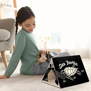 Y-DSIWX Guinea Pig Hideout House Bed, Sea Turtle Black Background Rabbit Cave, Squirrel Chinchilla Hamster Hedgehog Nest Cage