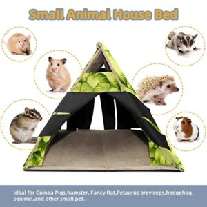 Y-DSIWX Guinea Pig House Bed, Rabbit Large Hideout, Small Animals Nest Hamster Cage Habitats Green Leaves