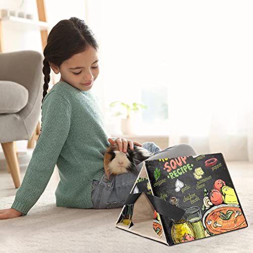 Y-DSIWX Guinea Pig House Bed, Rabbit Large Hideout, Small Animals Nest Hamster Cage Habitats Tomato Soup Recipe Menu Chalkboard Design