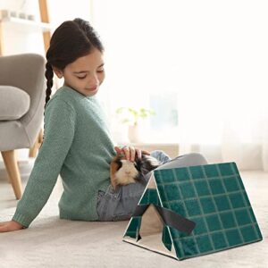 Y-DSIWX Guinea Pig House Bed, Rabbit Large Hideout, Small Animals Nest Hamster Cage Habitats Plaid Blue