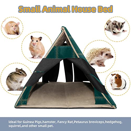 Y-DSIWX Guinea Pig House Bed, Rabbit Large Hideout, Small Animals Nest Hamster Cage Habitats Plaid Blue