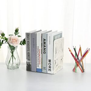 2 Pieces Boho Macrame Bookends Metal Book Stopper Farmhouse Modern Decorative Book Ends Movies CD Book Holders for Office Home Book Shelf (7.9x5.9x3.6 inch)