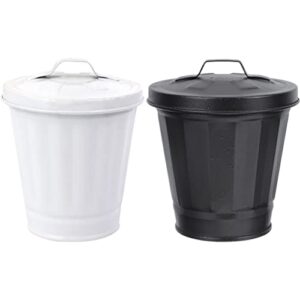 toddmomy 2pcs mini desktop trash can with lid small waste paper bin rubbish basket flower holder pot planter sundries container countertop garbage cans for bathrooms kitchens