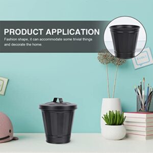 Toddmomy 2Pcs Mini Desktop Trash Can with Lid Small Waste Paper Bin Rubbish Basket Flower Holder Pot Planter Sundries Container Countertop Garbage Cans for Bathrooms Kitchens