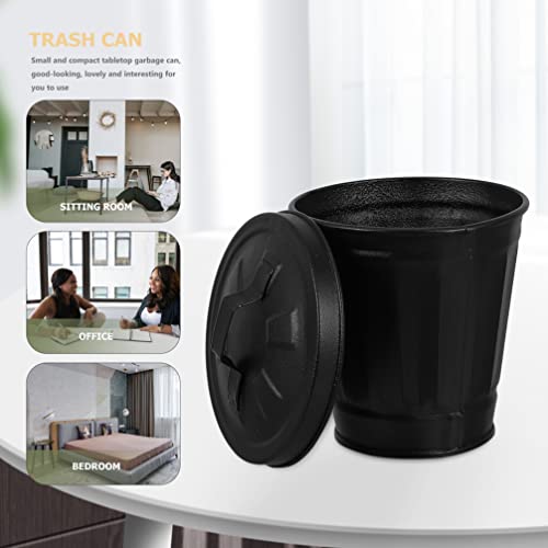 Toddmomy 2Pcs Mini Desktop Trash Can with Lid Small Waste Paper Bin Rubbish Basket Flower Holder Pot Planter Sundries Container Countertop Garbage Cans for Bathrooms Kitchens