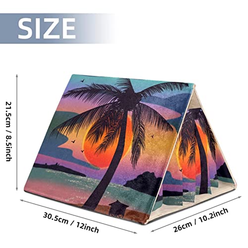 Y-DSIWX Guinea Pig Hideout Cozy Hamster House Cave for Bunny Chinchilla Hedgehog Small Animal Beach Sunset Palm Tree Colorful Pattern