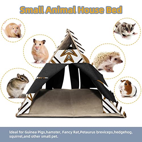 Y-DSIWX Guinea Pig Hideout House Bed, Fish Pattern Vintage Rabbit Cave, Squirrel Chinchilla Hamster Hedgehog Nest Cage