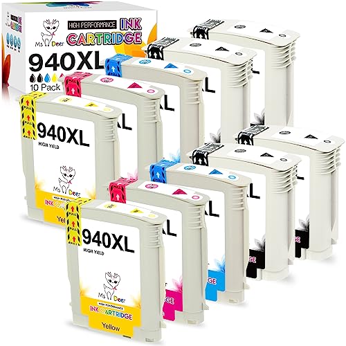 MS DEER Upgraded Compatible 940 Ink Cartridges Replacement for HP 940 XL Combo Pack 940XL for OfficeJet Pro 8500 8500A A909a 8000 A809a A910a Printer (4 Black, 2 Cyan, 2 Magenta, 2 Yellow) 10 Pack