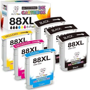 ms deer upgraded compatible 88 ink cartridges replacement for hp 88 xl high yield for officejet pro k550 k5400 k8600 l7000 l7500 l7550 l7600 printer (3 black, 1 cyan, 1 magenta, 1 yellow) 6 pack