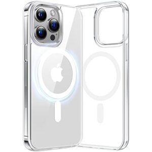 torras magnetic clear for iphone 13 pro case, compatible with magsafe, never yellow, military grade drop tested, protective slim thin case for iphone 13 pro phone case, 6.1", clear