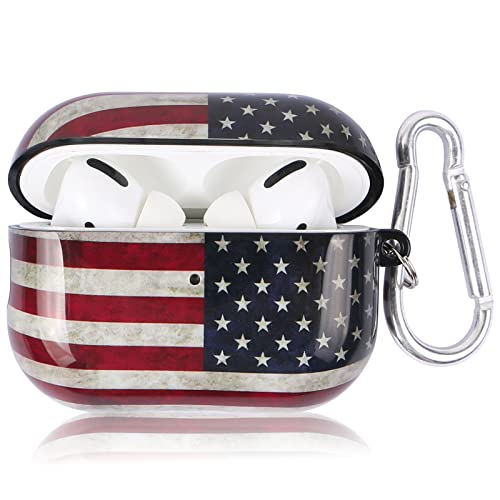 ROLEES for Airpods Pro 2nd Generation Case Cover,Cute Accessories Protective Hard Case Cover Portable & Shockproof Women Girls Men with Keychain/Strap for Airpods 2nd Charging Case(American Flag)