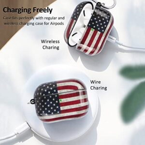 ROLEES for Airpods Pro 2nd Generation Case Cover,Cute Accessories Protective Hard Case Cover Portable & Shockproof Women Girls Men with Keychain/Strap for Airpods 2nd Charging Case(American Flag)