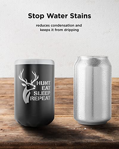 SoHo Can Cooler Gift for Men Hunting Lovers, Insulated for 12oz Standard Beer or Soda Can, Tumbler for Christmas 2022 / Birthday Gifts " Hunt Eat Sleep Repeat" (Gift Boxed)