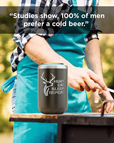 SoHo Can Cooler Gift for Men Hunting Lovers, Insulated for 12oz Standard Beer or Soda Can, Tumbler for Christmas 2022 / Birthday Gifts " Hunt Eat Sleep Repeat" (Gift Boxed)