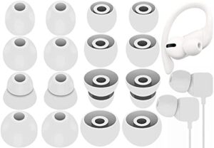 replacement ear tips teemade silicone earbuds buds set for powerbeats pro beats flex and beats x wireless earphone headphones,16 pieces (ivory)