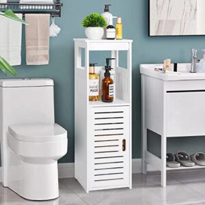 YIGANG Waterproof Bathroom Storage Cabinet,FreeStanding Cabinet Organizer Unit with 1 Door and Shelf for Store Toilet Paper,Shampoo,White