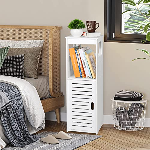 YIGANG Waterproof Bathroom Storage Cabinet,FreeStanding Cabinet Organizer Unit with 1 Door and Shelf for Store Toilet Paper,Shampoo,White