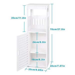 YIGANG Waterproof Bathroom Storage Cabinet,FreeStanding Cabinet Organizer Unit with 1 Door and Shelf for Store Toilet Paper,Shampoo,White