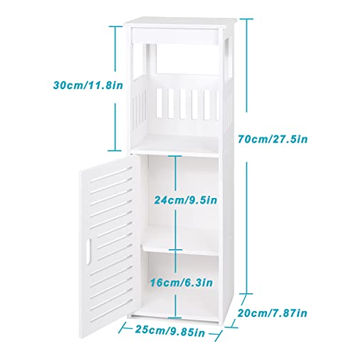 YIGANG Waterproof Bathroom Storage Cabinet,FreeStanding Cabinet Organizer Unit with 1 Door and Shelf for Store Toilet Paper,Shampoo,White