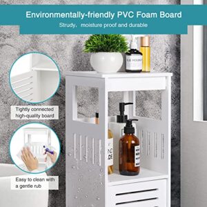 YIGANG Waterproof Bathroom Storage Cabinet,FreeStanding Cabinet Organizer Unit with 1 Door and Shelf for Store Toilet Paper,Shampoo,White