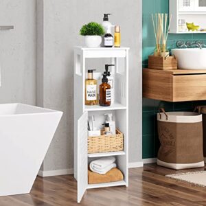 YIGANG Waterproof Bathroom Storage Cabinet,FreeStanding Cabinet Organizer Unit with 1 Door and Shelf for Store Toilet Paper,Shampoo,White