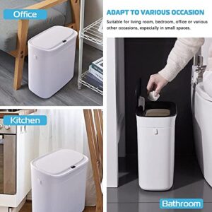 Touchless Trash Can,3.2 Gallon Waterproof Automatic Smart Bathroom Garbage Can with Lid, Slim Motion Sensor Plastic Narrow Trash Bin for Bedroom, Kitchen, Office,RV White