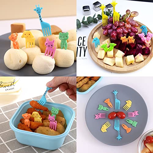 WSmelon Silicone Lunch Box Dividers for kids, 24 pcs Bento Box Dividers with 10 Animal Food Picks,Silicone Bento Box Inserts,Silicone Cupcake Baking Cups,Muffin Pan Liners, Reusable and BPA Free
